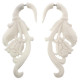 3 3/16" FAKE GAUGE WHITE BISON BONE ROSE FLOWER LEAF CARVING POST earrings