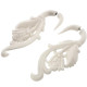 3 3/16" FAKE GAUGE WHITE BISON BONE ROSE FLOWER LEAF CARVING POST earrings