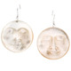1 1/4" MOTHER OF PEARL SUN MOON FACE HAND CARVING 925 STERLING SILVER earrings
