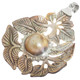 3" LEAVES HAND CARVING MABE BLISTER PEARL IN SHELL 925 STERLING SILVER pendant