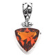 1" 5ct Trillion Orange Quartz 925 Sterling Silver Pendant