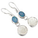 1" FLOWER MOTHER OF PEARL SHELL NATURAL OPAL GEMS 925 STERLING SILVER earrings