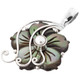 1 3/4" BLACK MOTHER OF PEARL SHELL FLOWER BIWA PEARL 925 STERLING SILVER pendant