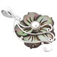 1 3/4" BLACK MOTHER OF PEARL SHELL FLOWER BIWA PEARL 925 STERLING SILVER pendant