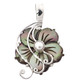 1 3/4" BLACK MOTHER OF PEARL SHELL FLOWER BIWA PEARL 925 STERLING SILVER pendant