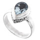 Teardrop Pear Blue Topaz Scroll Filigree 925 Sterling Silver Stacking Ring