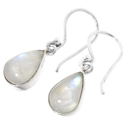1/2" DAINTY  TEARDROP MOONSTONE 925 STERLING SILVER PEAR earrings