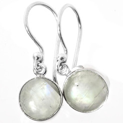 3/8" DAINTY ROUND 9MM MOONSTONE 925 STERLING SILVER DROP earrings