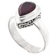 Teardrop Pear Garnet Scroll Filigree 925 Sterling Silver Stacking Ring