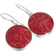 3/4" Round Red Sponge Coral 925 Sterling Silver Earrings