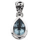 1" DAINTY TEARDROP PEAR BLUE TOPAZ SCROLL FILIGREE 925 STERLING SILVER pendant