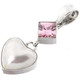 1 1/2" WHITE MABE OCEAN PEARL HEART PINK QUARTZ 925 STERLING SILVER pendant