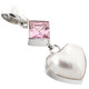 1 1/2" WHITE MABE OCEAN PEARL HEART PINK QUARTZ 925 STERLING SILVER pendant