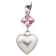 1 1/2" WHITE MABE OCEAN PEARL HEART PINK QUARTZ 925 STERLING SILVER pendant