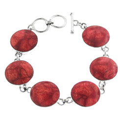 7"-8" HANDMADE ROUND RED SPONGE CORAL 925 STERLING SILVER bracelet