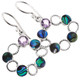 7/8" NEW ZEALAND PAUA ABALONE SHELL AMETHYST 925 STERLING SILVER HOOP earrings