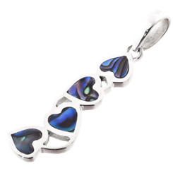 1 5/8" CASCADING HEARTS PAUA ABALONE SHELL 925 STERLING SILVER pendant