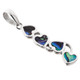 1 5/8" CASCADING HEARTS PAUA ABALONE SHELL 925 STERLING SILVER pendant