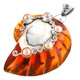 2 3/8" COOL FRESHWATER PEARL COGNAC AMBER OPEN NAUTILUS SHELL 925 SILVER pendant
