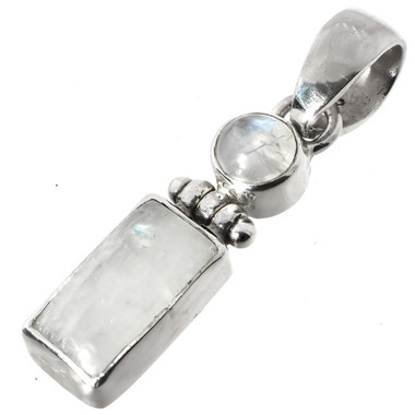 1 3/8" BLUE IRIDESCENT MOONSTONE GEMS 925 STERLING SILVER pendant