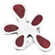 1.4" Genuine Red Coral Splatter Design In 925 Sterling Silver Adjustable Ring