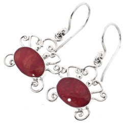 13/16" CRAB MOTIF SOUTH PACIFIC RED CORAL 925 STERLING SILVER earrings