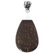 2 1/4" CLASSIC TEARDROP COCONUT SHELL WOOD 925 STERLING SILVER pendant