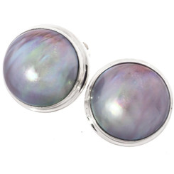 5/8" LAVENDER CHAMPAGNE MABE HALF PEARL 925 STERLING SILVER CLIP-ON  earrings