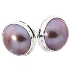 5/8" COPPER-TONE LAVENDER MABE PEARL 925 STERLING SILVER POST earrings