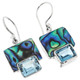 11/16" GENUINE PAUA ABALONE SHELL BLUE TOPAZ 925 STERLING SILVER earrings