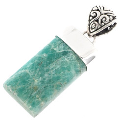 1 1/2" GORGEOUS AMAZONITE FILIGREE BAIL 925 STERLING SILVER pendant