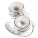 Double South Pacific White Mabe Cultured Pearl 925 Sterling Silver Ring