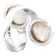 Double South Pacific White Mabe Cultured Pearl 925 Sterling Silver Ring