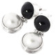 1 1/8"  WHITE MABE PEARL BLACK ONYX 925 STERLING SILVER STUD earrings