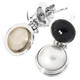 1 1/8"  WHITE MABE PEARL BLACK ONYX 925 STERLING SILVER STUD earrings