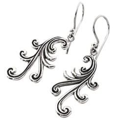 1" HANDMADE SWIRL SCROLL FILIGREE 925 STERLING SILVER DROP DANGLE earrings