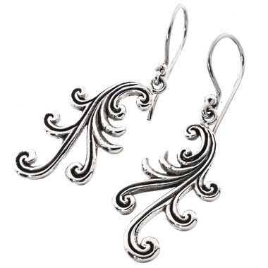 1" HANDMADE SWIRL SCROLL FILIGREE 925 STERLING SILVER DROP DANGLE earrings