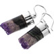 Amethyst Crystal Tube 925 Sterling Silver French Wires Earrings, 1"