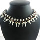 AWESOME UNISEX 21PC MAKO SHARK TOOTH SURFER BONE BROWN HEISHI BEADS necklace