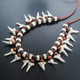 AWESOME UNISEX 21PC MAKO SHARK TOOTH SURFER BONE BROWN HEISHI BEADS necklace
