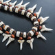 AWESOME UNISEX 21PC MAKO SHARK TOOTH SURFER BONE BROWN HEISHI BEADS necklace