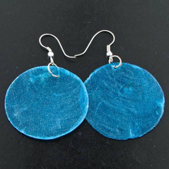 1 7/16" AQUA BLUE GENUINE NATURAL CAPIZ SHELL FASHION earrings