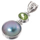 1 5/8" GORGEOUS BLUE MABE PEARL PERIDOT 925 STERLING SILVER pendant