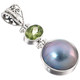 1 5/8" GORGEOUS BLUE MABE PEARL PERIDOT 925 STERLING SILVER pendant