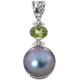 1 5/8" GORGEOUS BLUE MABE PEARL PERIDOT 925 STERLING SILVER pendant