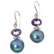 1" STUNNING BLUE MABE PEARL AMETHYST 925 STERLING SILVER earrings