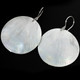 1 5/8" ROUND OYSTER WHITE MOTHER OF PEARL SHELL 925 STERLING SILVER earrings