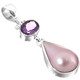 1 3/4" PEAR PINK TEARDROP MABE PEARL AMETHYST 925 STERLING SILVER pendant
