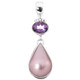 1 3/4" PEAR PINK TEARDROP MABE PEARL AMETHYST 925 STERLING SILVER pendant