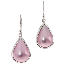 Teardrop Pear Pink Mabe Ocean Cultured Pearl 925 Sterling Silver Earrings, 7/8"
